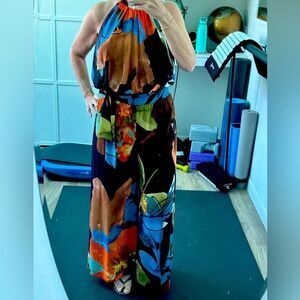 Sandro Ferrone wide leg, high neck jumpsuit